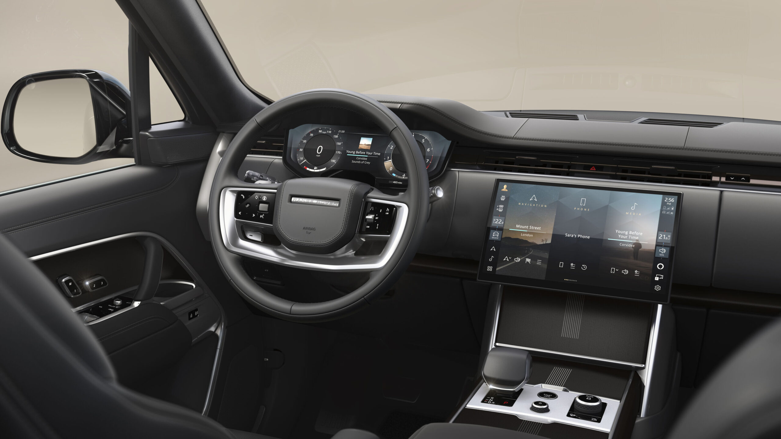 Interior del Range Rover Westminster Edition con salpicadero y pantalla central