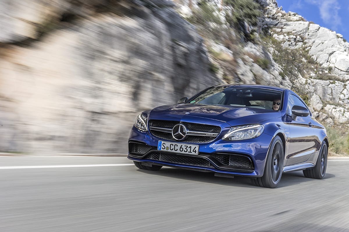 Mercedes-AMG C 63 S Coupe; Fahrvorstellung Malaga 2015; brillantblau ; AMG Nappa schwarz,