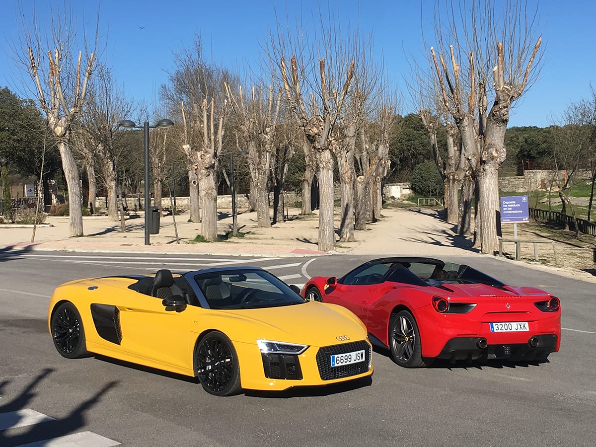 Comparamos el Ferrari 488 Spider y Audi R8 Spyder en Madrid