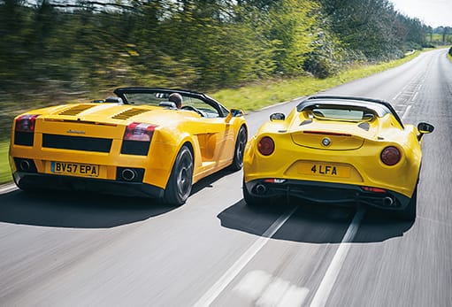 ¿Con cuál te quedas? Alfa 4C (2015) o Lamobrghini Gallardo Spyder (2005)