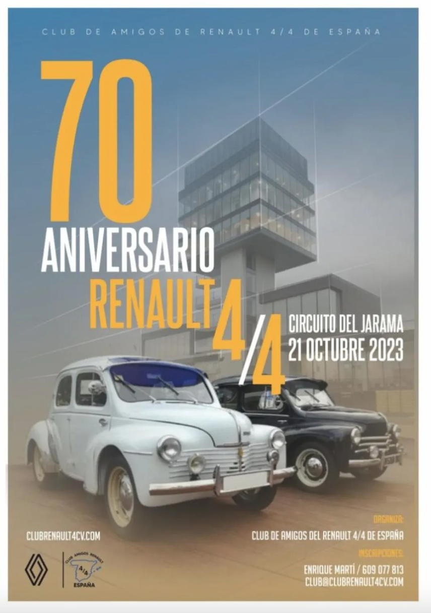 El Club Español Amigos del Renault 4/4 organiza el 21 de octubre el 70º aniversario de este modelo en el Jarama