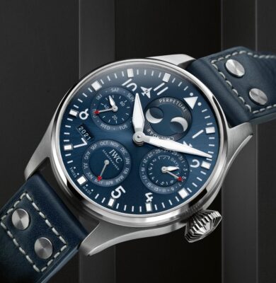 IWC Aviador Calendario Perpetuo frontal azul