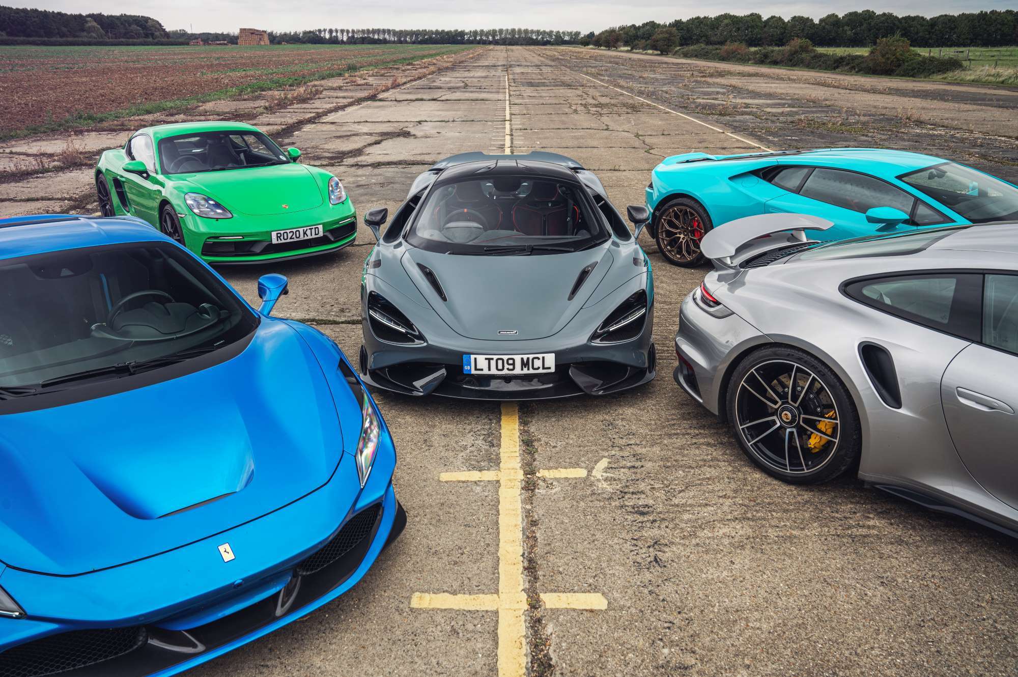 Mclaren 765LT, Porsche Turbo S, 718 GTS, Lamborghini Huracán Evo RWD y Ferrari F8: el G5