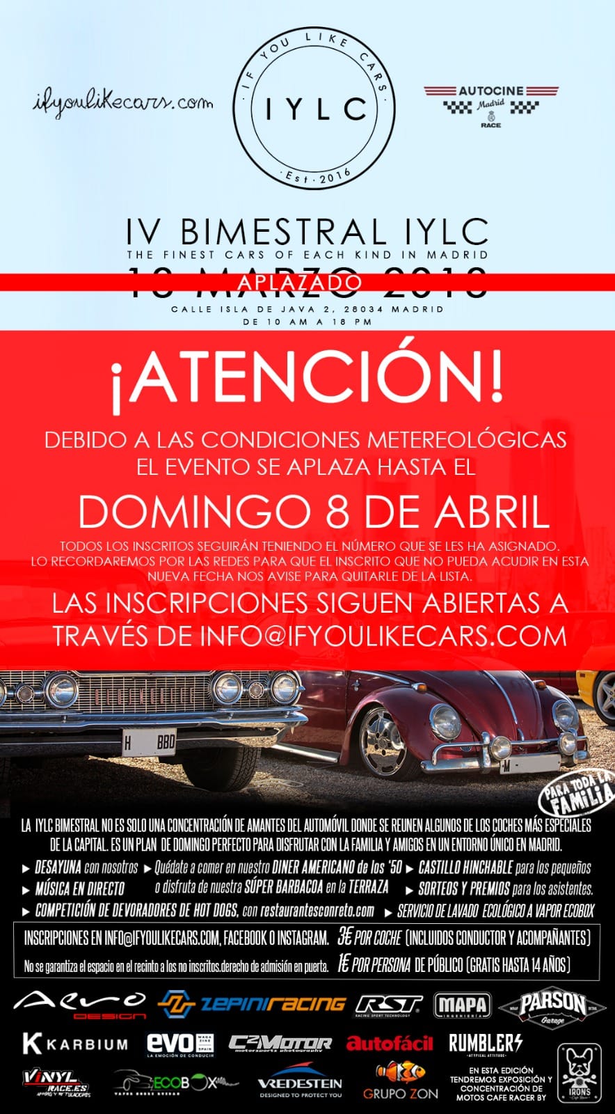 Actualizado: Ifyoulikecars y Autocine Madrid aplazan al 8 de Abril el segundo encuentro del año